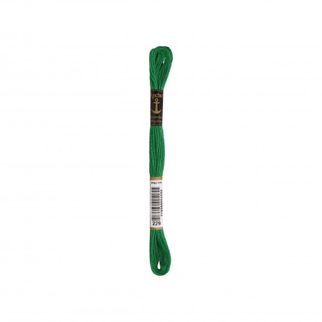 Meada de linha de bordar Anchor Stranded Cotton, filosele cor 229 verde